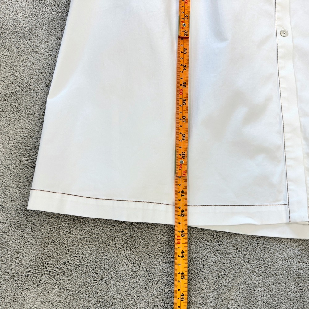 Soft Surroundings Shirtdress Womens 12 White Contrast Stitch Puff Sleeve - Picture 5 of 5